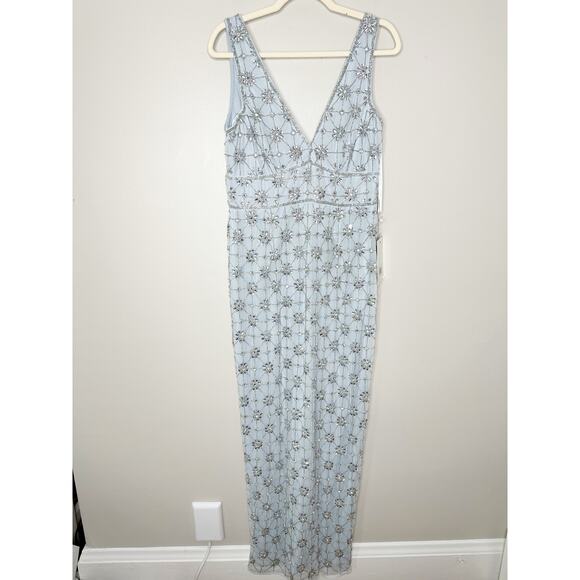 Mac Duggal A93744 Powder Blue Embellished V Neck Sleeveless Gown 10 $398 NEW - Picture 5 of 14